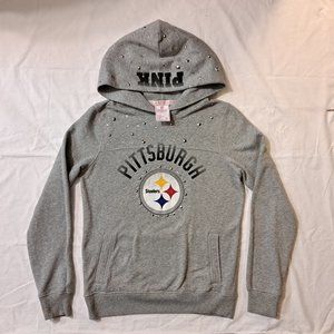 Steelers Victoria's Secret PINK Pullover Hoodie Gray (M) Watt Boswell Friermuth
